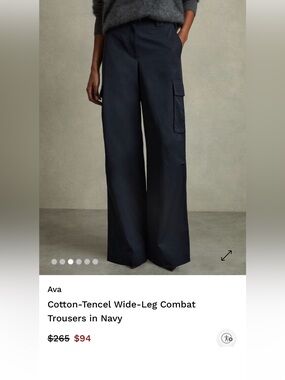 Reiss Navy Wide-Leg Cargo Pants